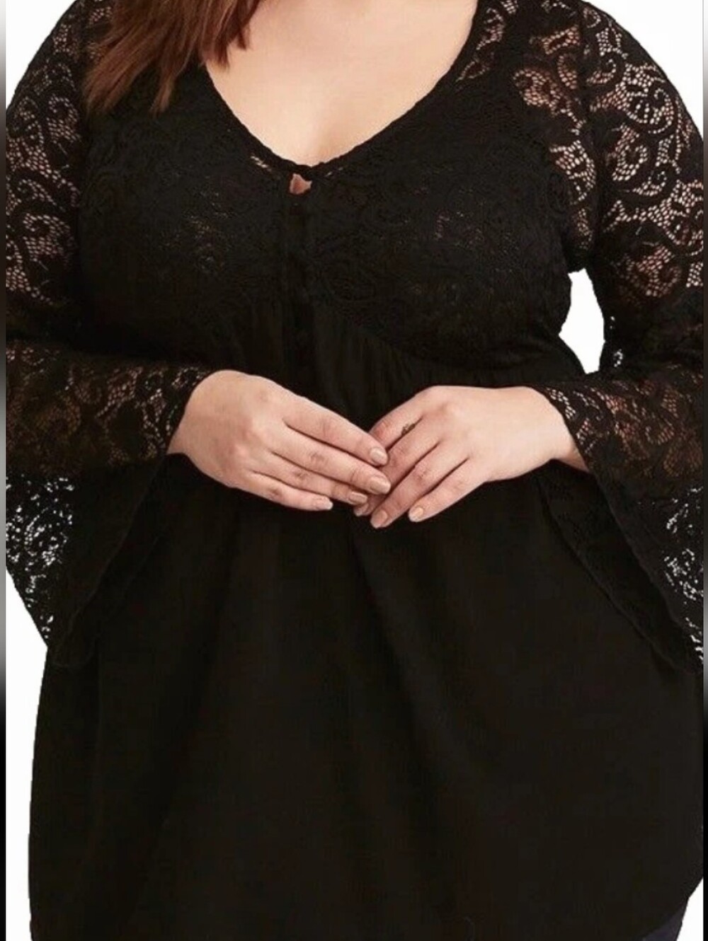 Torrid Black Lace V-Neck Blouse